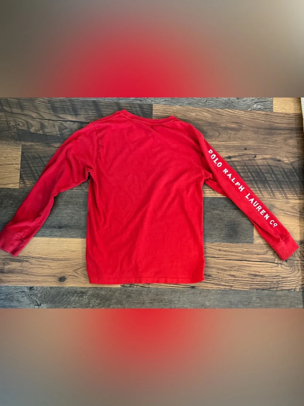 Ralph Lauren Red Long-Sleeve Tee with White Polo Player Graphic